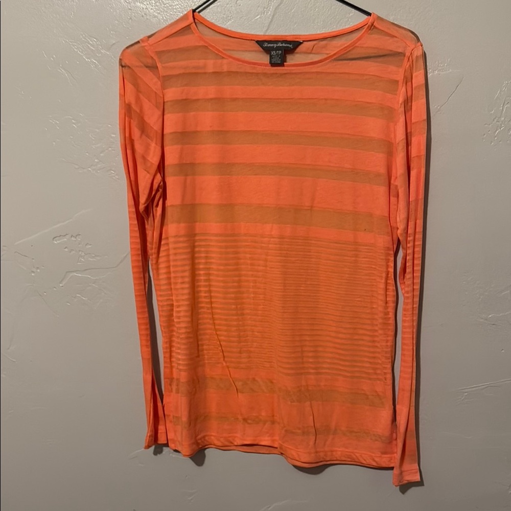 Tommy Bahama Orange Striped Long Sleeve Tee XSmall